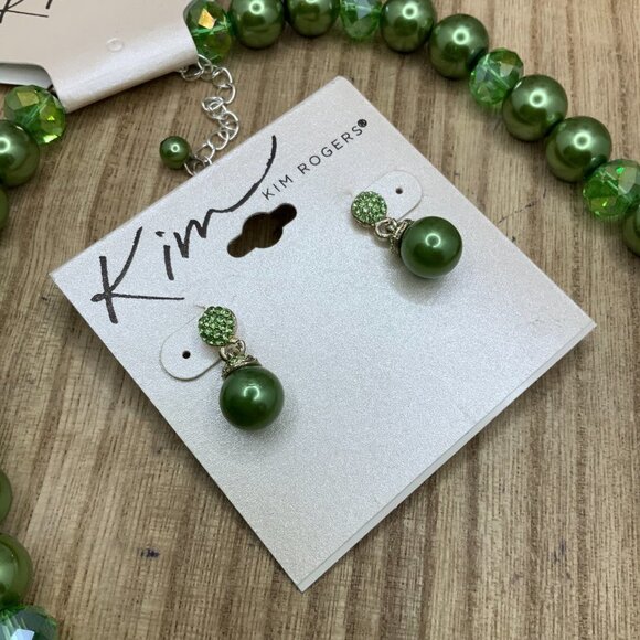 Kim Rodgers NWT Beaded Green Necklace & Earring Set - Picture 6 of 7